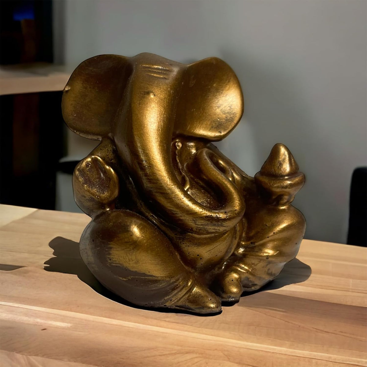 Lord Ganesha Idol for Car Dashboard | Composite Marble Ganesh | Available in White, Golden & Black | Small Sitting Ganpati Murti