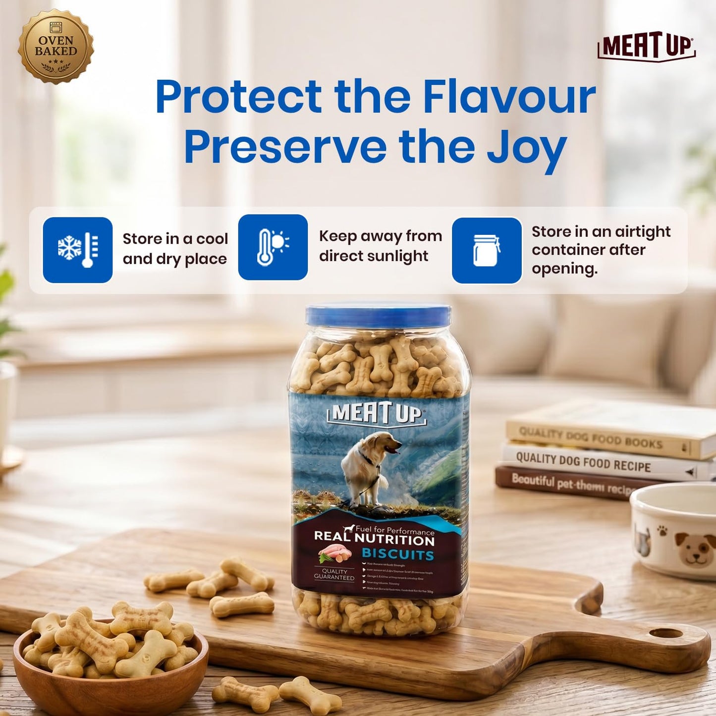 Meat Up Dog Treats Biscuits 1kg| Real Chicken Flavour | Remove Plaque & Tartar Build-up | Vitamins & Minerals | Promotes Lustrous Coat