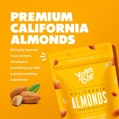 Yogabar Premium California Almonds 200g| Badaam |100% Natural Crunchy Badam Giri|Nuts & Dry Fruits|Rich in Protein, Fibre, Vitamin E, Magnesium & Calcium|Healthy Snacks|Dry Fruit Gift Pack