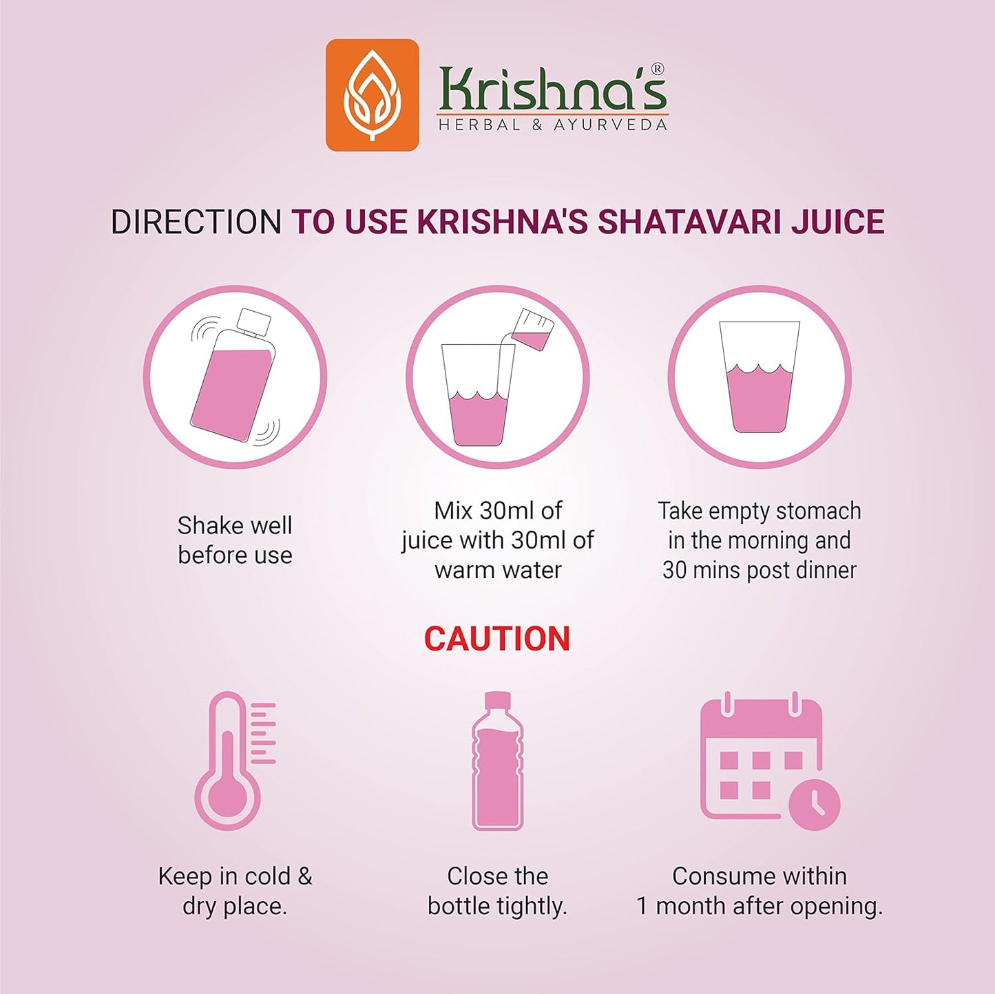 Krishna's Shatavari Juice 500 ml | Helps in Strength and Lactation in women | Rejuvenative for Vata and Pitta