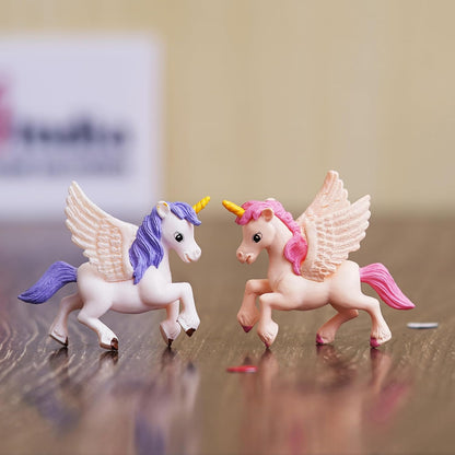 Set of 2 Miniature Unicorn Horse Statues Animal Figurines Decorative Showpiece (Resin) Home Decor Valentine Gift for Girlfriend Boyfriend Husband Wife Her | Valentine Day Decoration Items