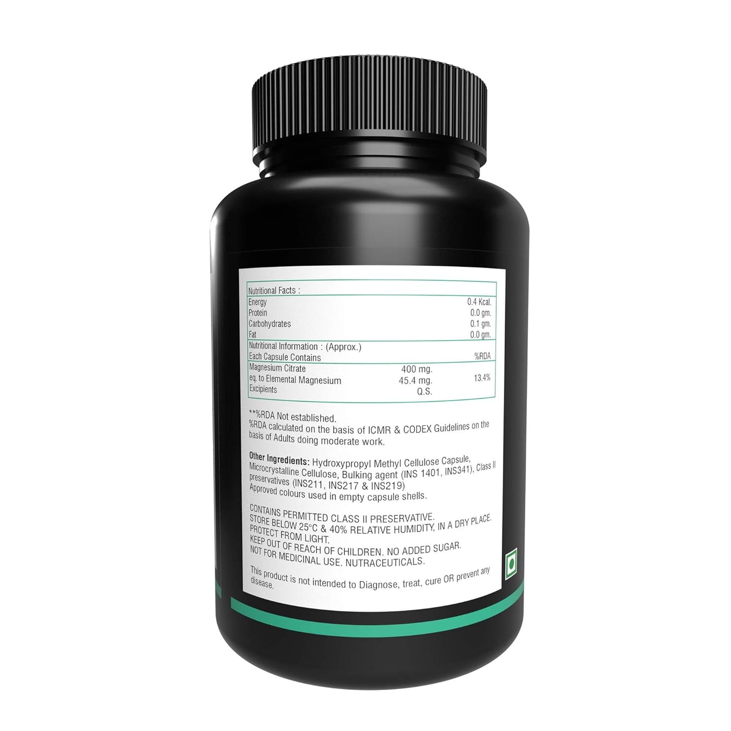 NutritJet Magnesium Citrate Powder Capsules 400mg [120 Caps] Pure Non-GMO Supplements, Natural Sleep Calm Relax