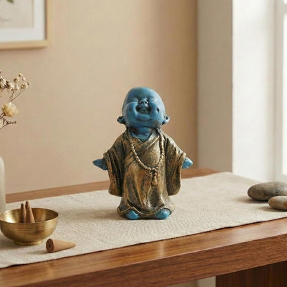 eCraftIndia Laughing Monk Buddha Statue Showpiece for Home Decor Living Room Bedroom Office Pooja Room | Gift for Diwali Housewarming Birthday