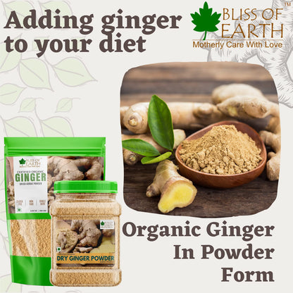 Bliss of Earth Certified Organic Ginger Powder Dry For Tea & Juice, Pure Antioxidant Super food, 250GM
