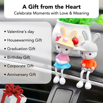 Nostrae Bunny Couple Miniature Toys & Cute Miniatures Decorative Items | Small Figurines for Home Decor | Desk Decoration Miniature Things, Gifts & Mini Showpieces Desk Decor (Set of 1)
