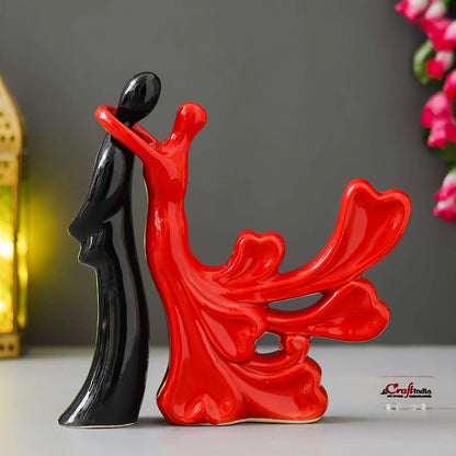 eCraftIndia Romantic Hugging Couple Showpiece(Resin, Red Black)|Decorative Loving Couple Statue|Home Decor Items for Living Room Bedroom Hall Office Desk| Gifts for Anniversary Valentines Day Birthday