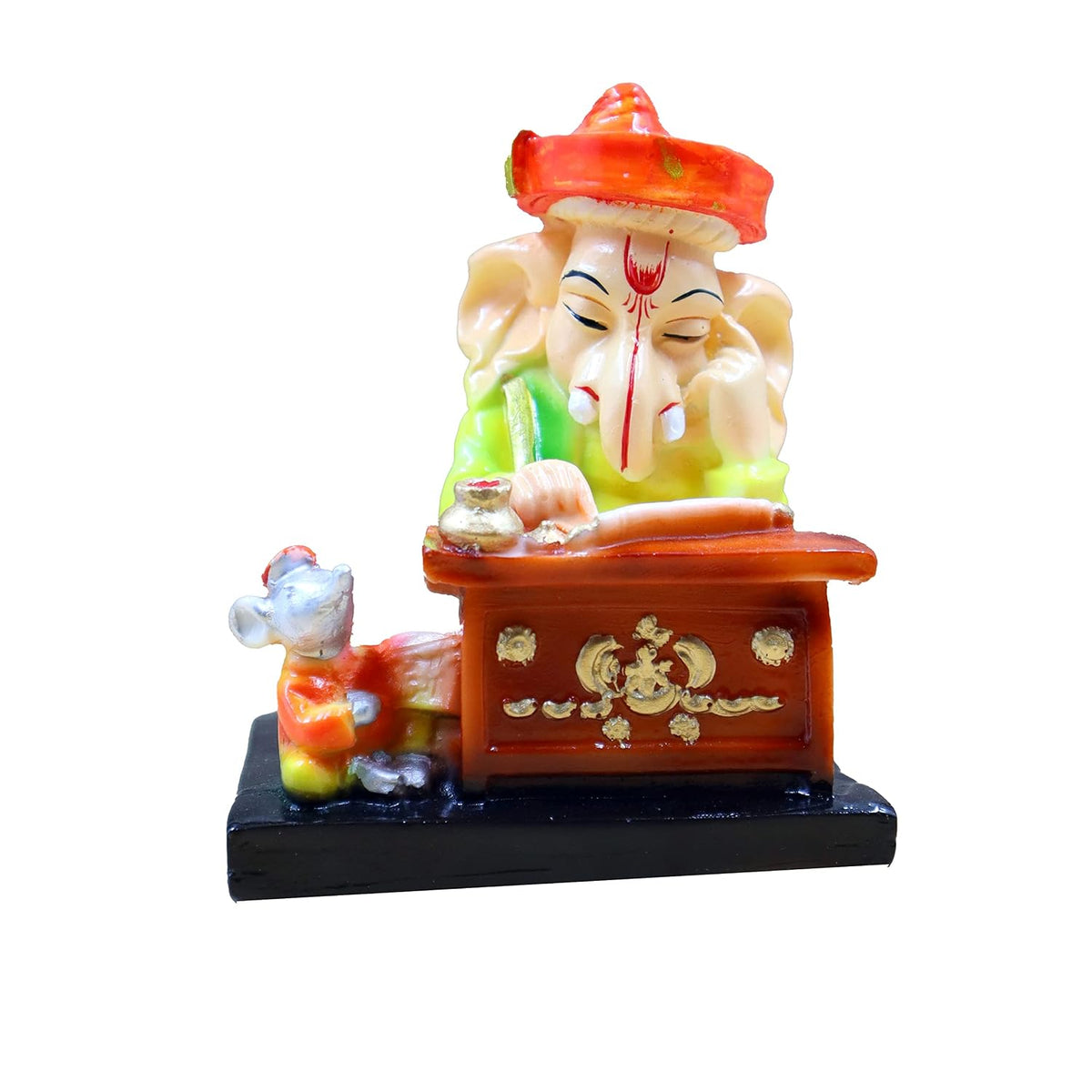 Lord Ganesh ji Reading Ramayan Beautiful Vinayak Ji Munshi Statue | Best for Home & Office Decor, Car Dashboard Showpiece Decoration Item Ideal Gifting (Munshi Ganesh)