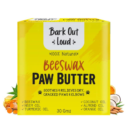Bark Out Loud by Vivaldis -Natural Beeswax Paw Butter - Moisturizer Infused with Natural Oils for Dogs & Cats - Soothes & Reliefs Dry Cracked, Paws & Elbows – 30gms