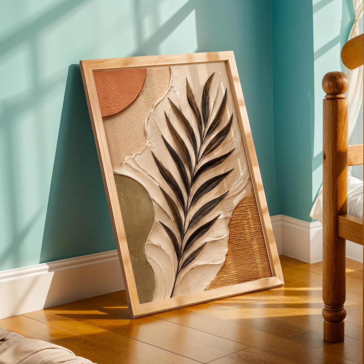 Floral Botanical Wall Painting with Frame | Premium Textured Flower & Leaf Artwork, Pastel Nature Wall Decor Framed for Living Room Bedroom Office and Home Decoration (Art-2,13x19inch)