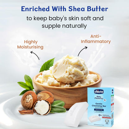 Chicco Baby Moments Gentle Cleansing Bar with Goodness of Shea Butter for Intense Moisturization 100g