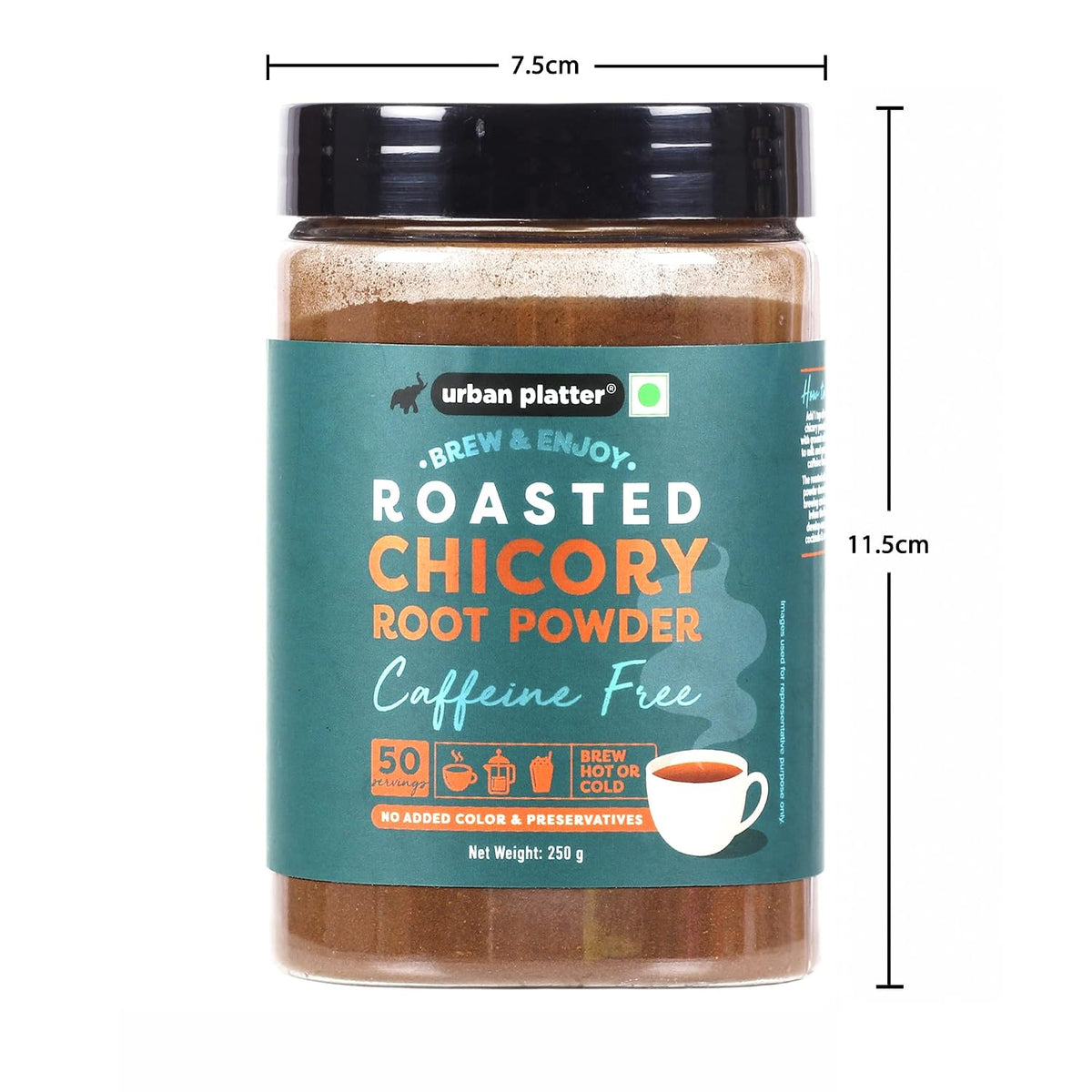 Urban Platter Roasted Chicory Root Powder, 250g (Caffeine Free Coffee Substitute, Roasted and Ground to Perfection, Brew with Coffee and Other Beverages)