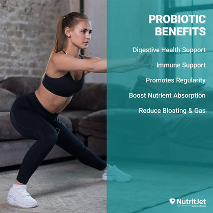 NutritJet Probiotics Supplement 50 Billion CFU with 20 Strains | Probiotics for Gut Health Supplements | Support Digestion & Immunity | Gut Health Probiotics - 60 Veg Capules