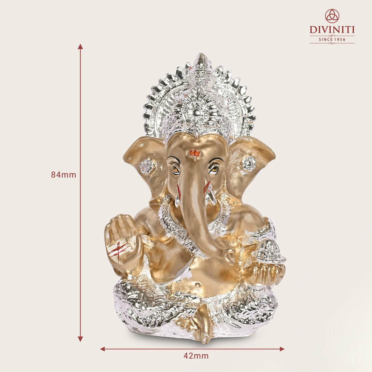 999 Silver Plated Ganesha Idol for Home Decor Puja Statue |Ganpati Figurine Home Decor Small Murti Puja Gift Office Desk Sculpture, Religious Diwali Gift 3.5 Inches (8.89 x 5.08 cm)(Silver)