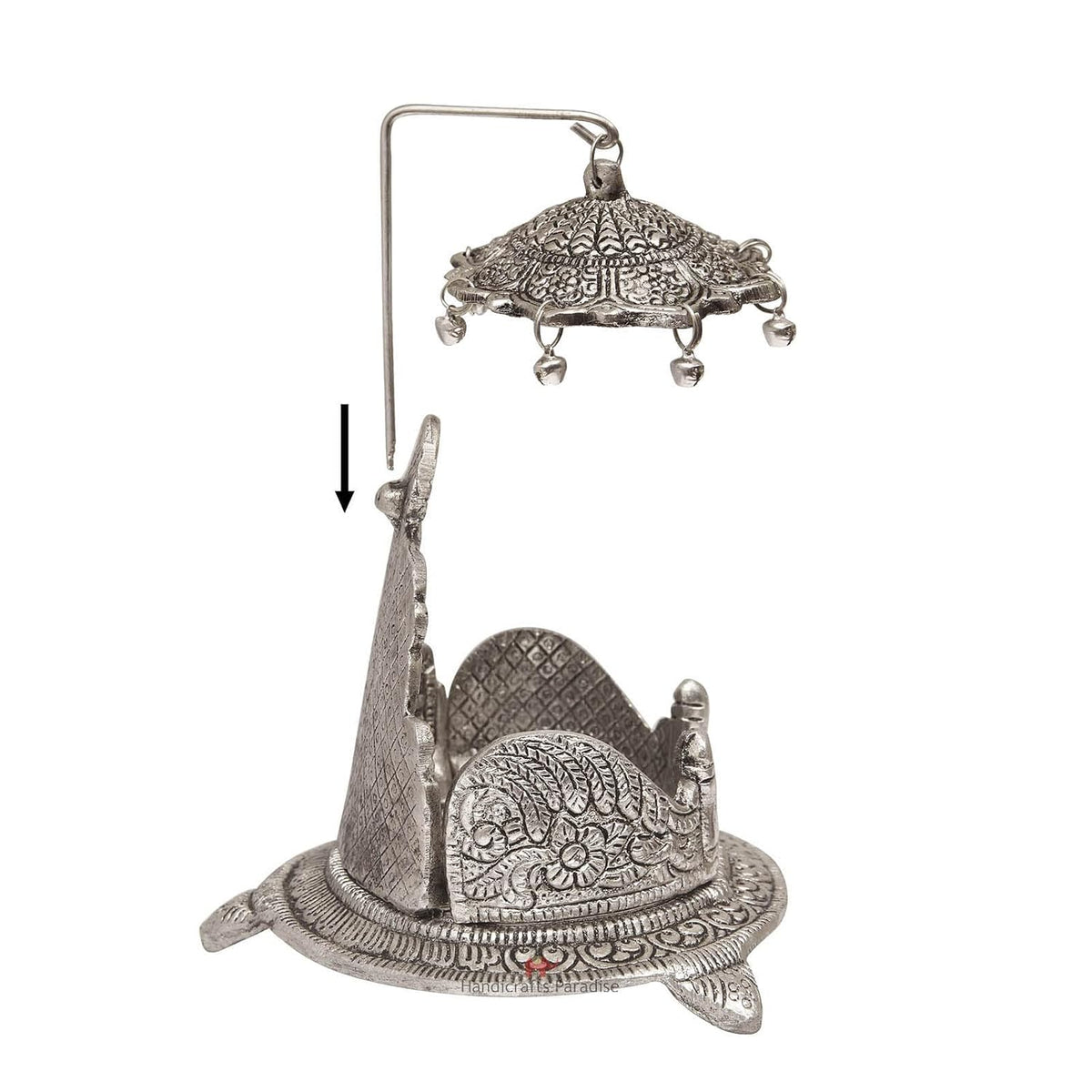 Aluminium Antique Silver Plated Singhasan, 5.5 inch, 1 Piece