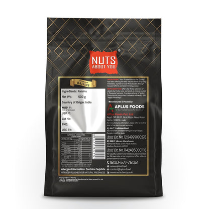 Nuts About You RAISIN 500 g | New Crop 2025 | Extra Long | Premium | 100% Natural | Kishmish | Saugi