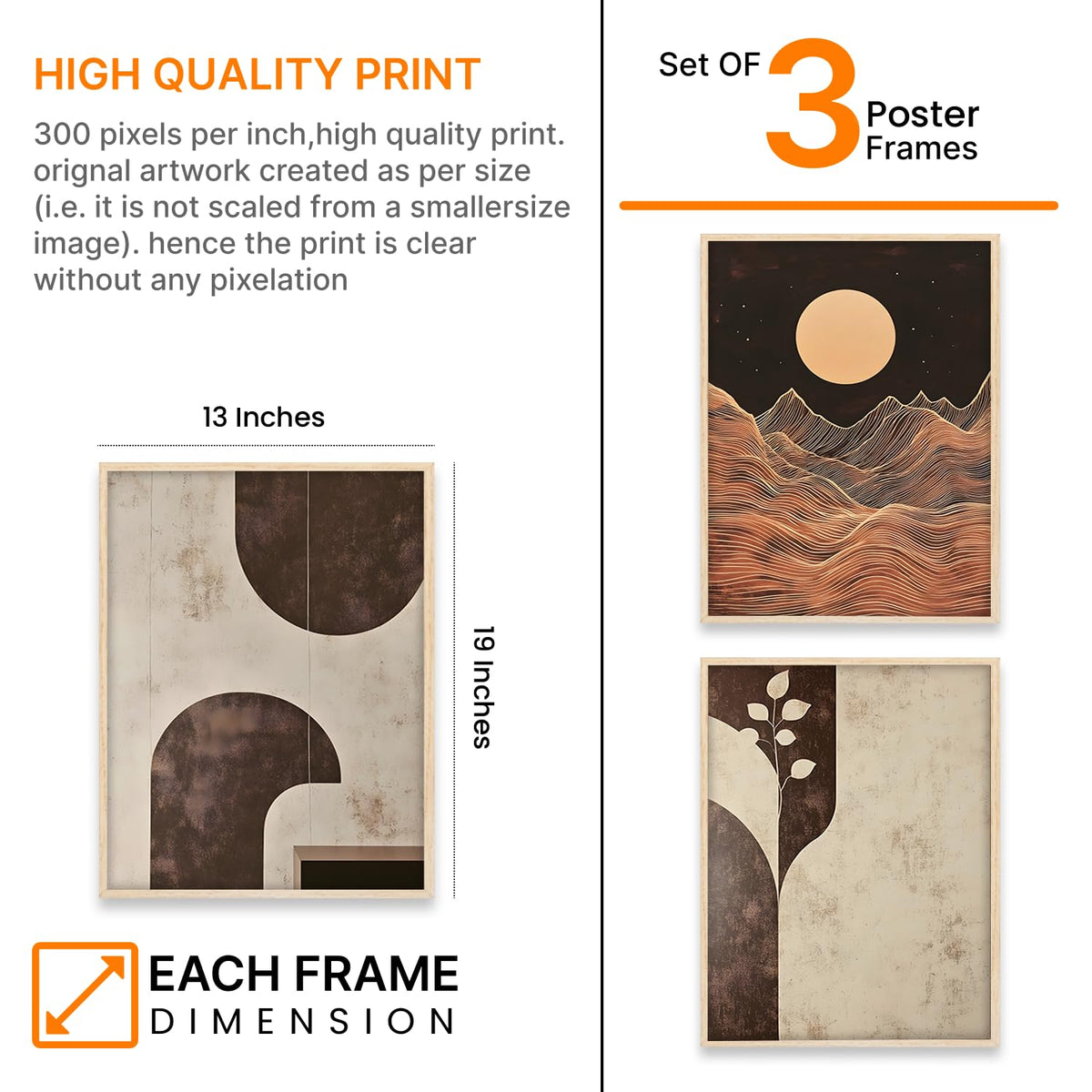 Painting Boho Wall Art Home Decoration Paintings With Frame For Living Room Bed Room Hotel Wall Decor Digital Reprint Set of 3 (Boho 3, 13x19 inch)