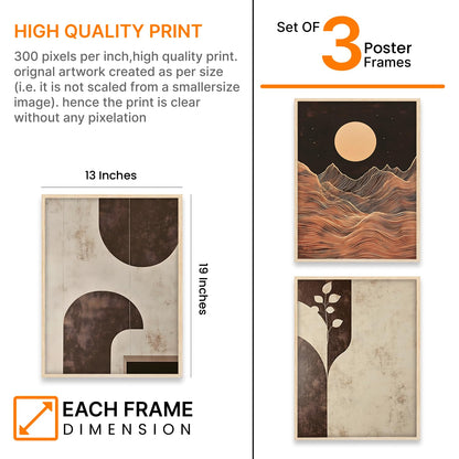Painting Boho Wall Art Home Decoration Paintings With Frame For Living Room Bed Room Hotel Wall Decor Digital Reprint Set of 3 (Boho 3, 13x19 inch)