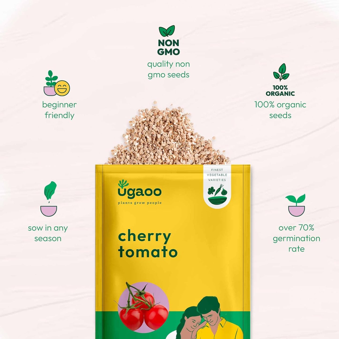 UGAOO Cherry Tomato Vegetable Seeds (Red, Pack of 200mg, 50 Seeds)