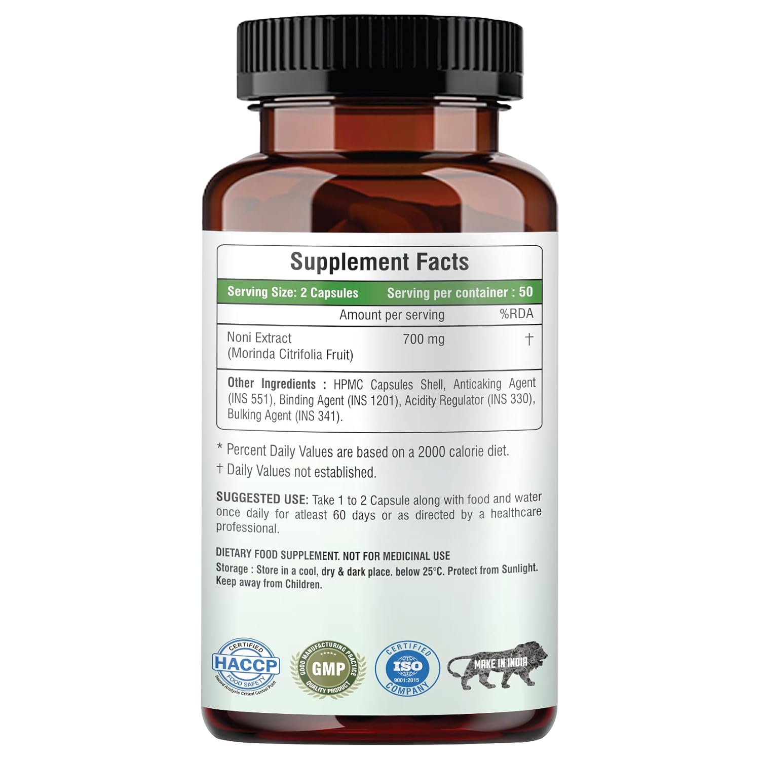 Supplement bottle with label on a white background
