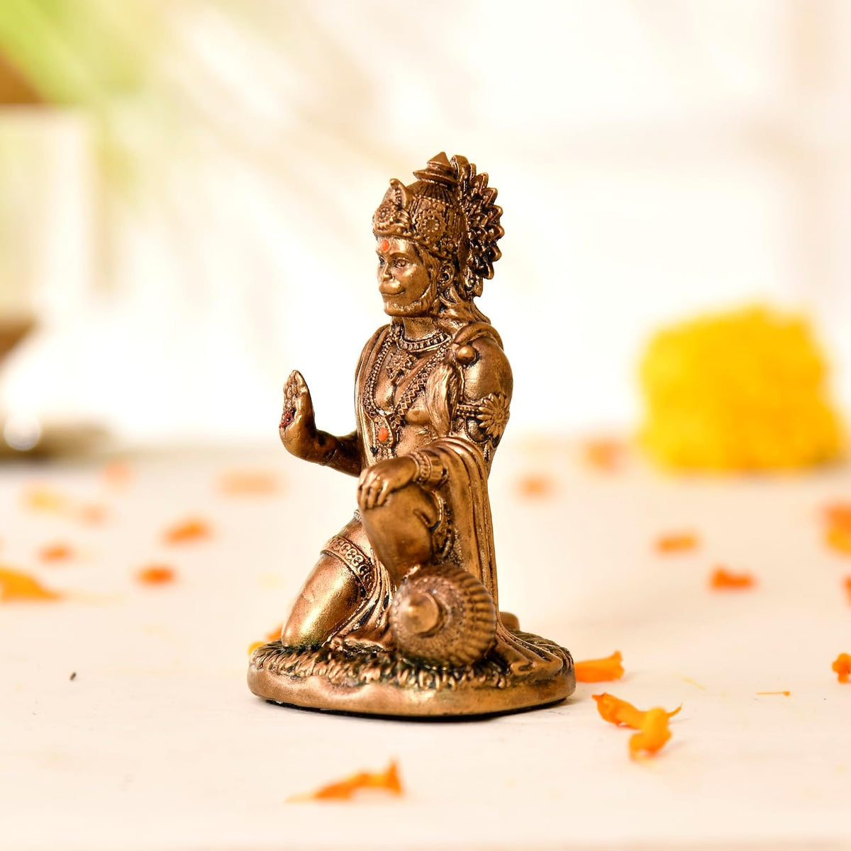 Hanuman Ji Murti for Car Dashboard Resin Sankat Mochan Hanuman Idol for Home Decor & Gifts, Office, Pooja Room