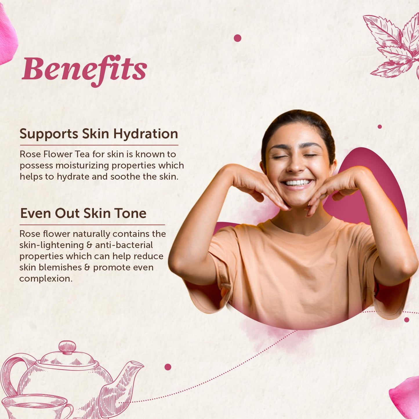 Neuherbs Rose Flower Tea 50g| Promote Skin Glow | 100% Clean, Natural & Pure | Rich In Antioxidant | Caffeine Free Tea