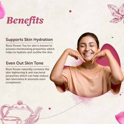 Neuherbs Rose Flower Tea 50g| Promote Skin Glow | 100% Clean, Natural & Pure | Rich In Antioxidant | Caffeine Free Tea