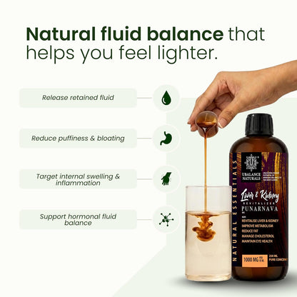 Liver & Kidney Revitalizer | Detox Support 250 ML I Liquid Ayurvedic Punarnava | Supports Liver & Kidney Health, Fluid Balance, Detox & Less Bloating | Men & Women