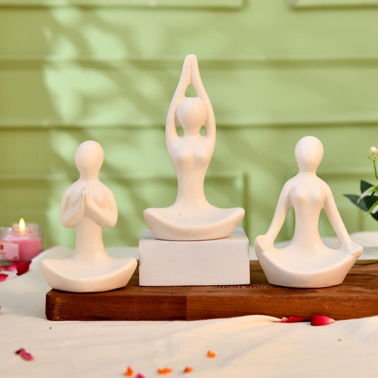 CraftVatika Home Decor Decoration Items for Living Room, Modern Art Lady Yoga Posture Set of 3, Decorative Showpiece Gift for Women, Housewarming Wedding Gifts, Office Shelf Decorations