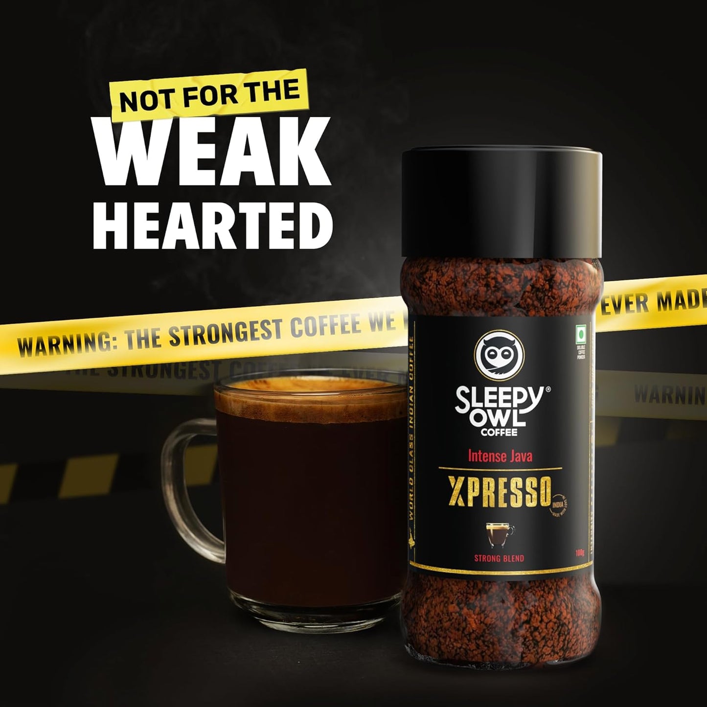 Sleepy Owl 100g Intense Java Xpresso Coffee | Strong Blend Instant Coffee | Makes 50 Cups | Dark Roasted To Perfection | Intense, Bold And Strong Flavour | Have It With Milk Or Without