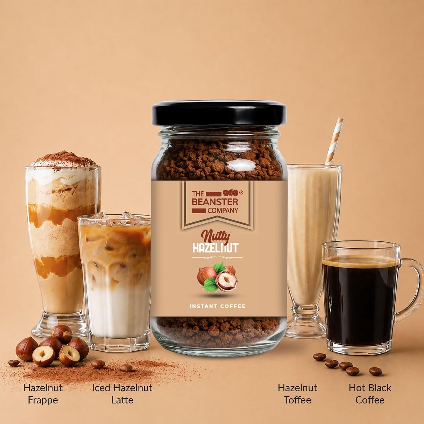 The Beanster Company Hazelnut Flavoured Instant Coffee, 50g