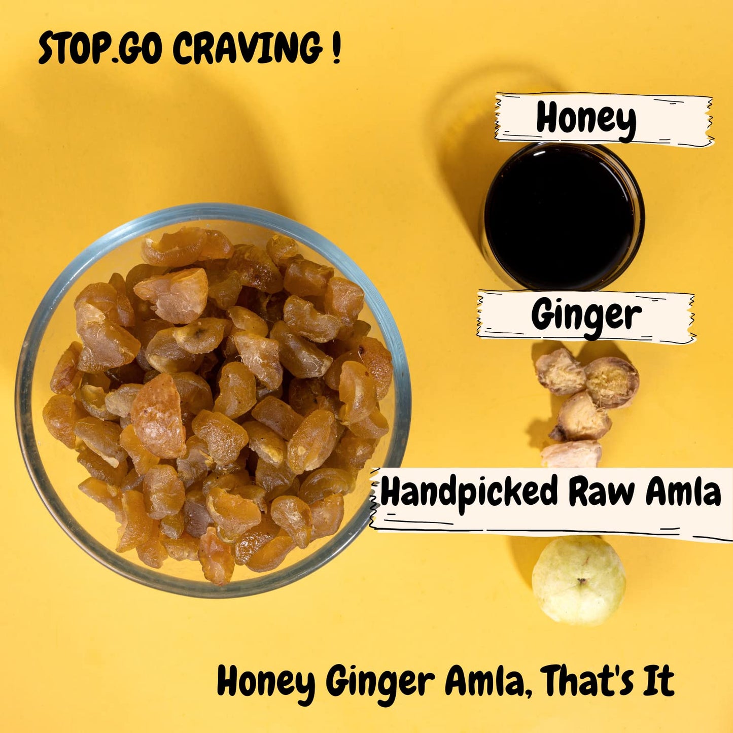 cravez Dried Honey Ginger Amla Candy | Adarak Amla | Low Processed Amla, Natural, No Preservative | No Artificial Colour Used (Amla)