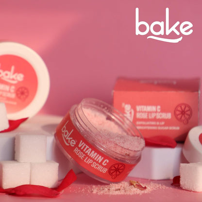 BAKE Vitamin C Lip Scrub | Lip Lightening Scrub for Dark Lips Exfoliation | For Hyperpigmented Lips, Dehydrated Lips, Flaky Lips & Chapped Lips | For Men & Women | 25g