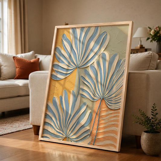 Decorative Floral Wall Art Painting With Frame | Floral Painting For Living Room Bed Room Hotel Wall Decor Digital Reprint (14X20 inch)