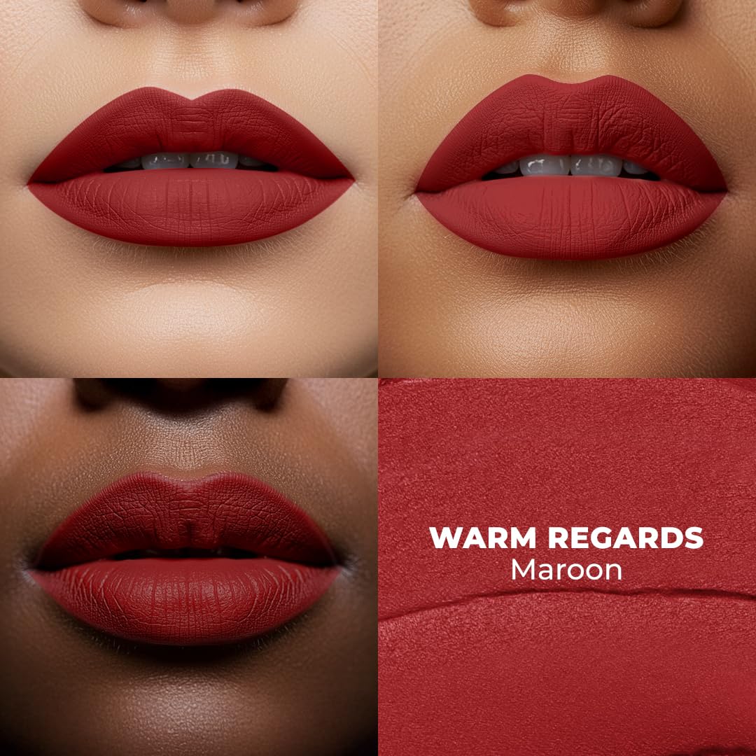 LoveChild Masaba Statement Matte Lipstick, Warm Regards (Maroon), Smooth Glide, Bold Matte Finish, Long-Lasting Lipsticks With Mango Butter Nourishing and Intense Color Payoff, Lightweight, 4g