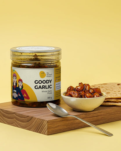 The Mustard Women Goody Garlic Pickle 300 g | Himachali Lahsun Achar | Homemade Style Indian Pickle | Tangy & Spicy Garlic Pickle with Traditional Spices