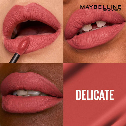 Maybelline New York Liquid Matte Lipstick, Long Lasting, 16hr Wear, Superstay Matte Ink, 225 Delicate, 5ml