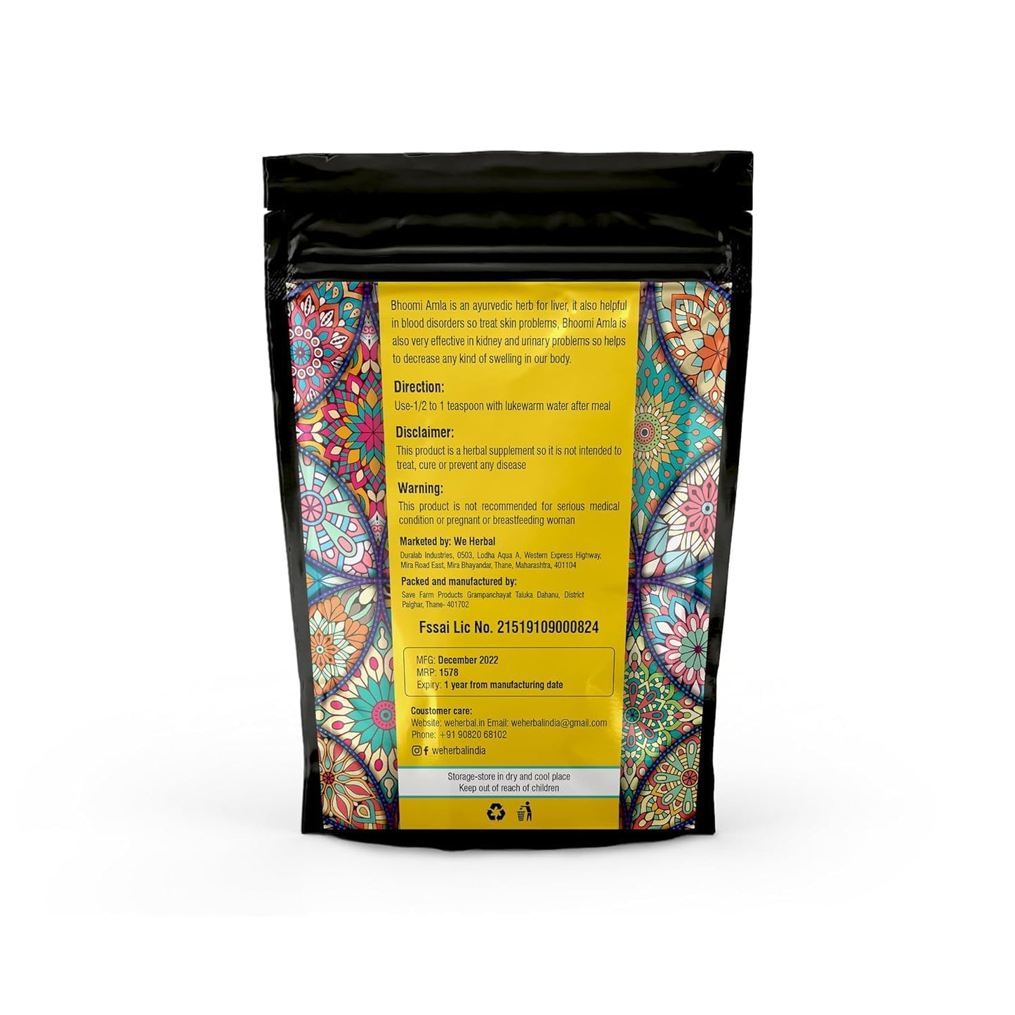 WE HERBAL Bhumi Amla Powder 50g | Natural Herbal Powder | Traditional Ayurvedic Herb | Supports Daily Wellness | Made from Premium Quality Bhumi Amla | No Added Preservatives | Herbal Supplement