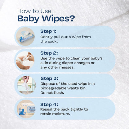Maate Baby Wipes | Soothing & Hypoallergenic | Infused With Plant Squalane, Tamanu Oil & Aloe Vera | Moisturizing & Hydrating | Wipe for Baby's | Paraben & Sulphate Free (pack of 1, 4 wipes)
