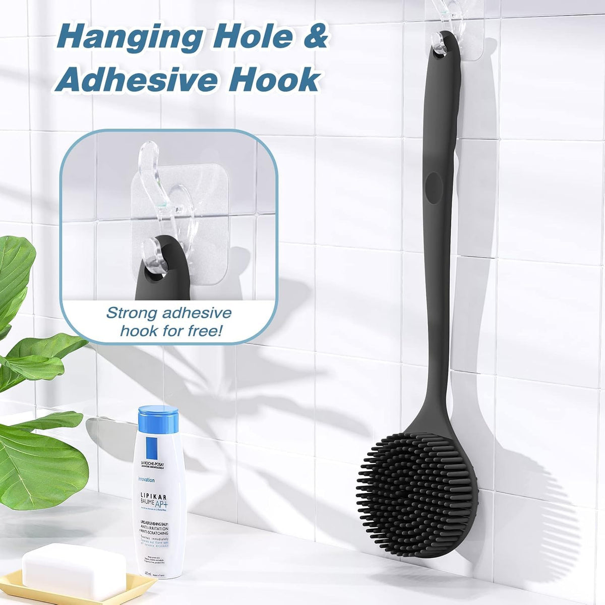 KROYWEN Soft Silicone Back Scrubber Long Handle Bath Brush + Body Scrubber Bath Brush + Scalp Massager for Hair + Face Scrubber Brush, Combination Combo, Super-Exfoliating & Lathering Body Scrubber, Shower Brush (7 Pcs Combo)