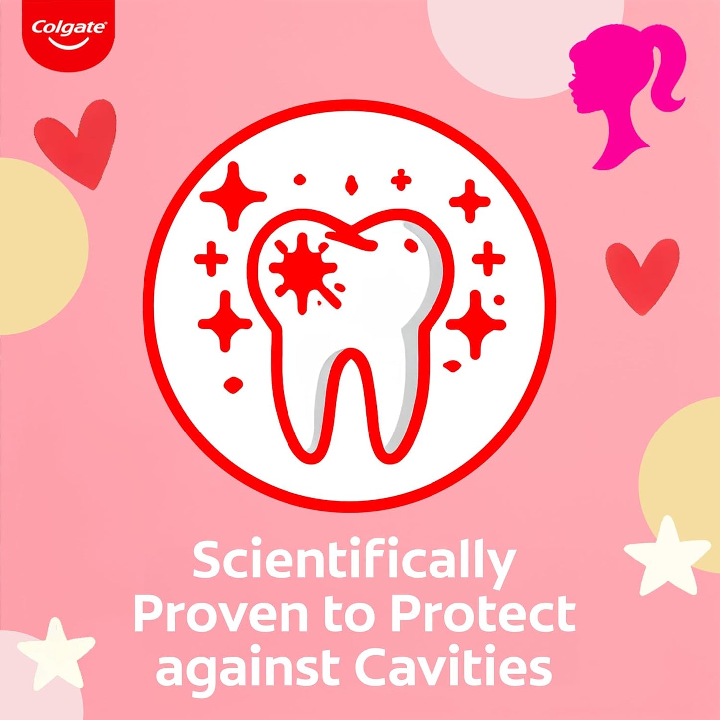 Colgate Kids Toothpaste For 6+ Years, Barbie, Strawberry Flavour, Gentle Protection Tooth Paste With 50% Lesser Abrasive Formula For Protecting Against Cavities, Enamel Protection- 80G (Pack of 2)