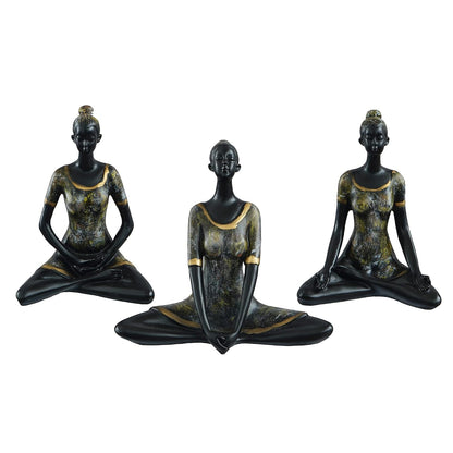 Set of 3 Resin Ladies In Sukhasana Padmasana Butterfly Yoga Poses Yoga Women Statues Showpieces for Home Decor Living Room Bedroom Office Womens Day Gift for Ladies Birthday Gift For Women
