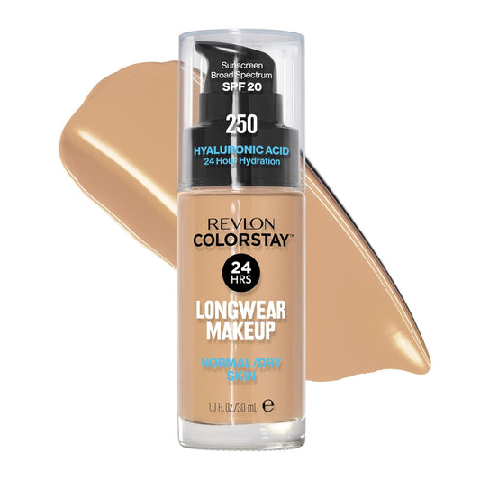 Revlon Liquid Foundation, ColorStay Face Makeup for Normal & Dry Skin, SPF 20, Longwear Medium-Full Coverage with Natural Finish, 250 Fresh Beige, 30 ml