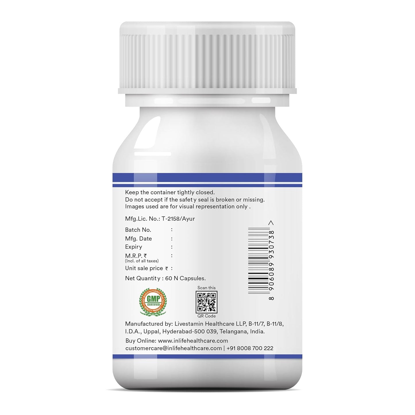 INLIFE Grape Seed Extract (Proanthocyanidins > 95%) Antioxidant, 400 mg - 60 Vegetarian Capsules (Pack of 1, 60)