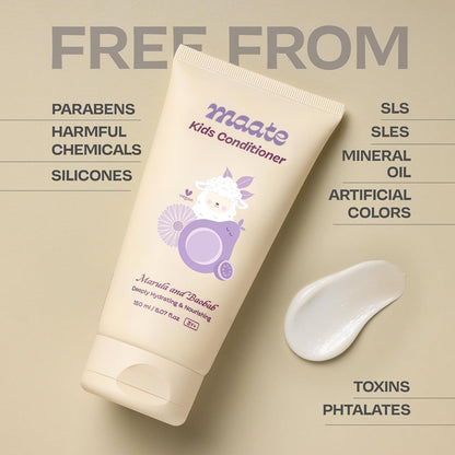 Maate Marula & Baobab Kids Conditioner 150 ml | For Curly & Frizzy Hair | Naturally Nourishes and Hydrates Hair | Enriched With Coconut & Olive Oil | Vegan | Tangle-Free | For Kid 3 Years and Older