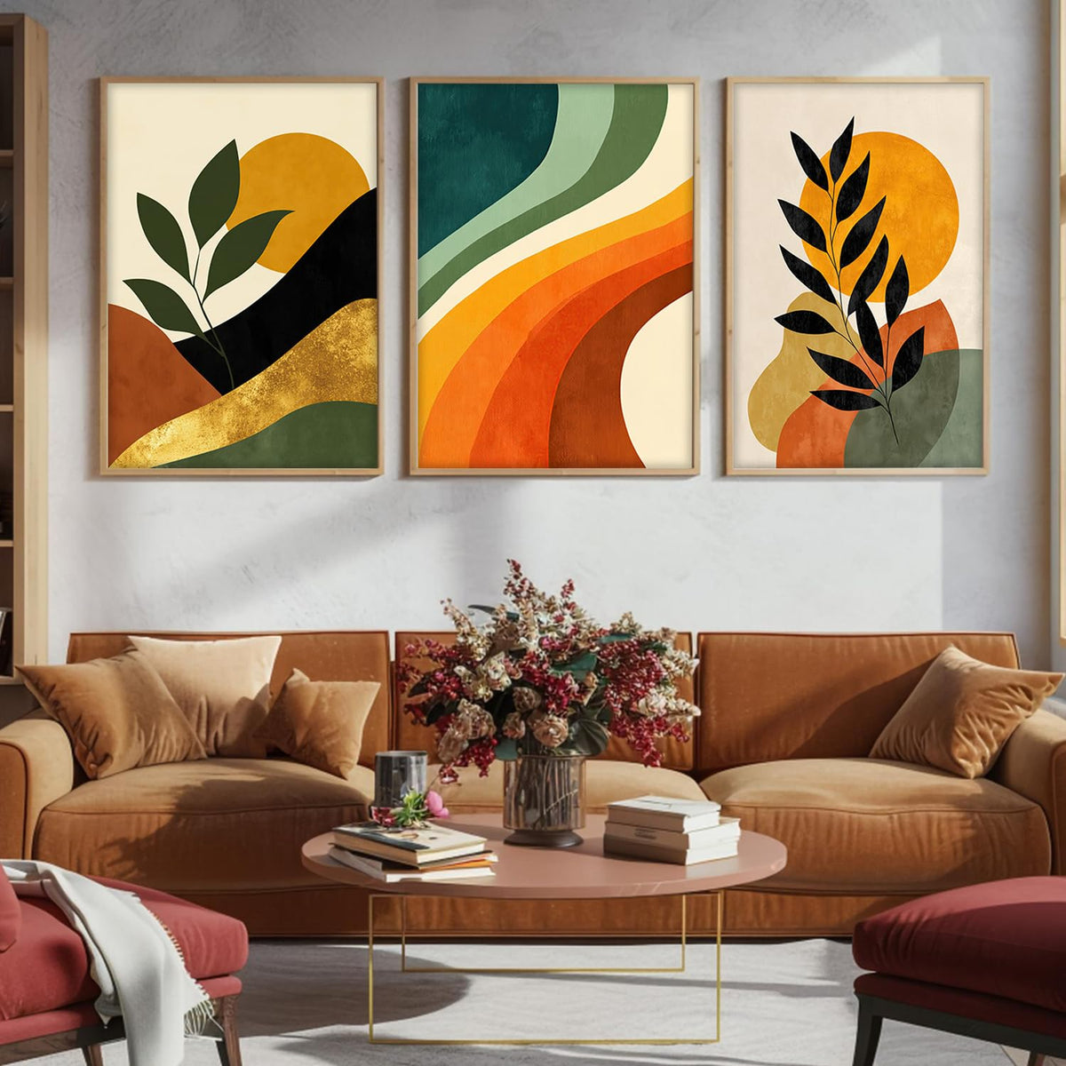 Boho wall Art Paintings Modern Art Framed Wall Painting for Living Room Bedroom - Wall Posters | Paintings with Frame Set of 3 (Boho 2, 10x13 inch)