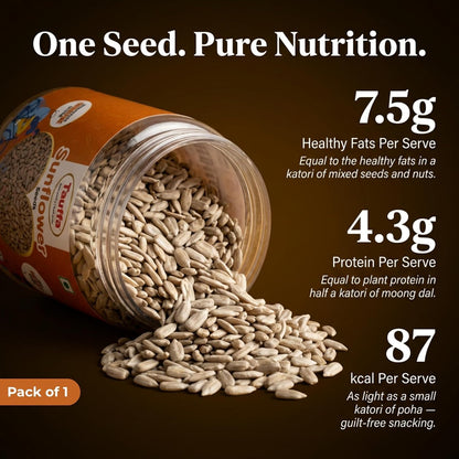 Tauffa Sunflower Seeds 250g | Roasted Healthy Snack | High Protein & Fiber Seeds | Gluten Free Superfood | Ready-to-Eat for Fitness, Diet & Everyday Snacking