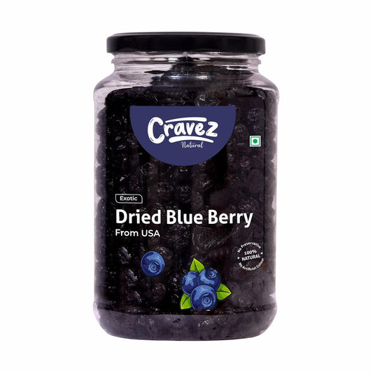 Cravez Dried Blueberries, Sweet Berries | Dried Fruits | Rich in Calcium, Vitamin K | Healthy Skin | Boost Immunity | Vegan, Non-GMO, Preservative-Free | Blueberry Snacks