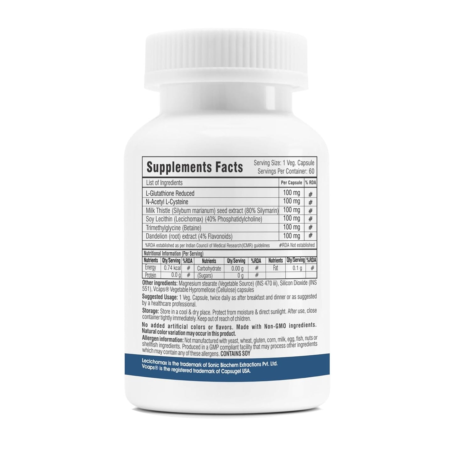 Trexgenics LIVER PRO 6X with L-Glutathione, Silymarin, N-Acetyl L-Cysteine, Phosphatidylcholine, Trimethylglycine (Betaine), Dandelion (60 Veg. Capsules (Pack of 1)