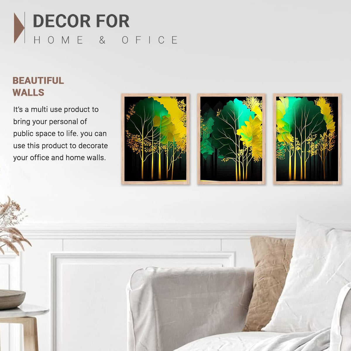 Painting for Wall Decoration - Modern Art Wall Decor Framed Painting for Living Room Bedroom - Framed Wall Posters/Paintings with Frame Set of 3 (Art 9, 10x13 inch)