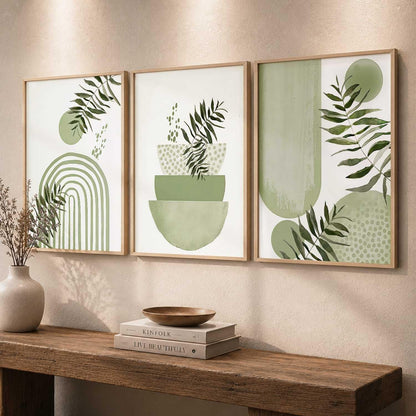 Boho Wall Art Home Decoration Paintings With Frame For Living Room Bed Room Hotel Wall Decor Digital Reprint Set of 3 (13X17 inch)